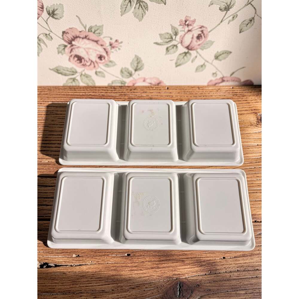 Evergreen Set 2 Triple Section Serving Trays Floral Fiesta Dip Appetizer Dishes - Picture 4 of 8